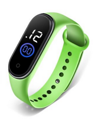 Relógio Led A Prova D Agua Pulseira De Borracha Pulso Silicone Verde